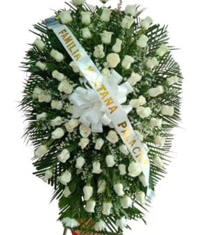 Pedestal con 100 rosa y flores blancas GRANDE R 39